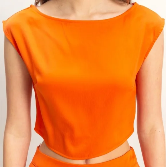 Women's Orange Top And Skirt Set - Picture 2 of 6